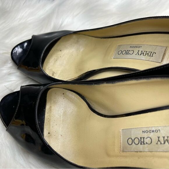 Jimmy Choo Patent Leather Peep Toe Heels Black 40 - Picture 12 of 12
